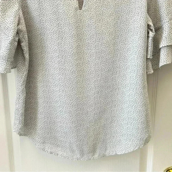 Ricki’s Blouse Short Ruffle Sleeves Sheer Flowy White Pink  Polka Dot Size Small - Picture 9 of 15
